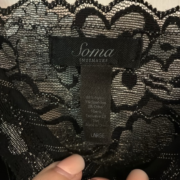 Soma Silver and Black Striped Lace Nightie - Picture 3 of 4